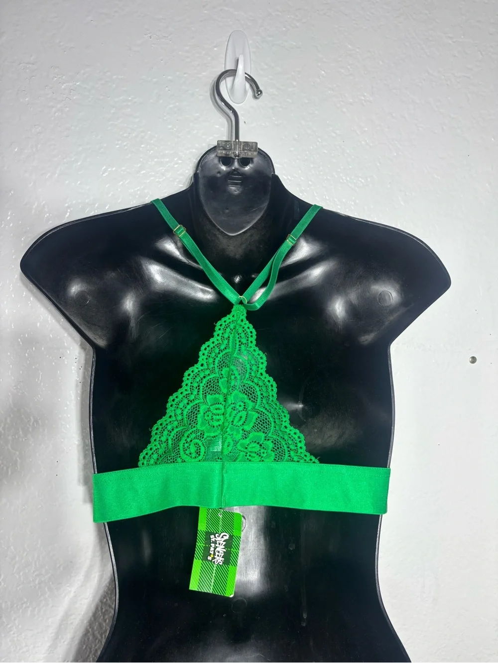 Spencer’s women’s S/M green st Patrick’s lace bralette fck off racerback new